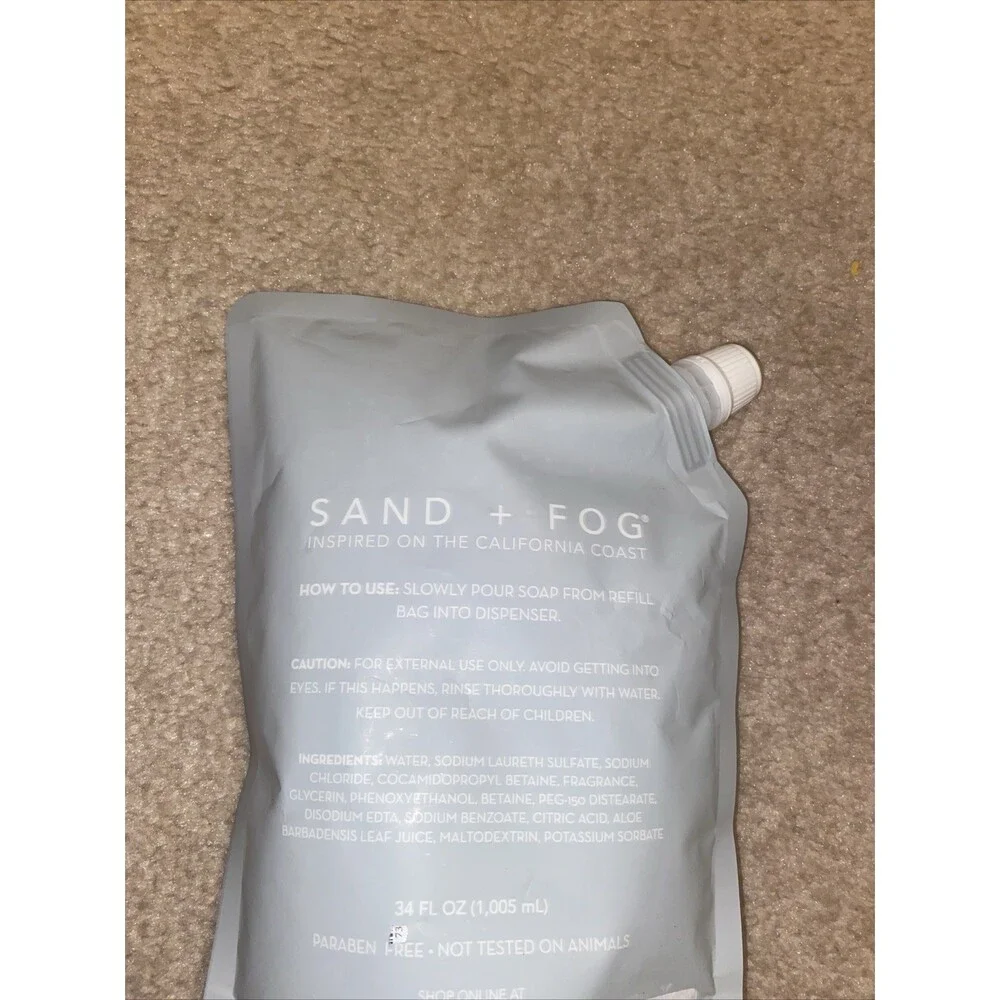 Sand + Fog California Beach House Hand Soap Refill 34 Ounce NEW & AUTH